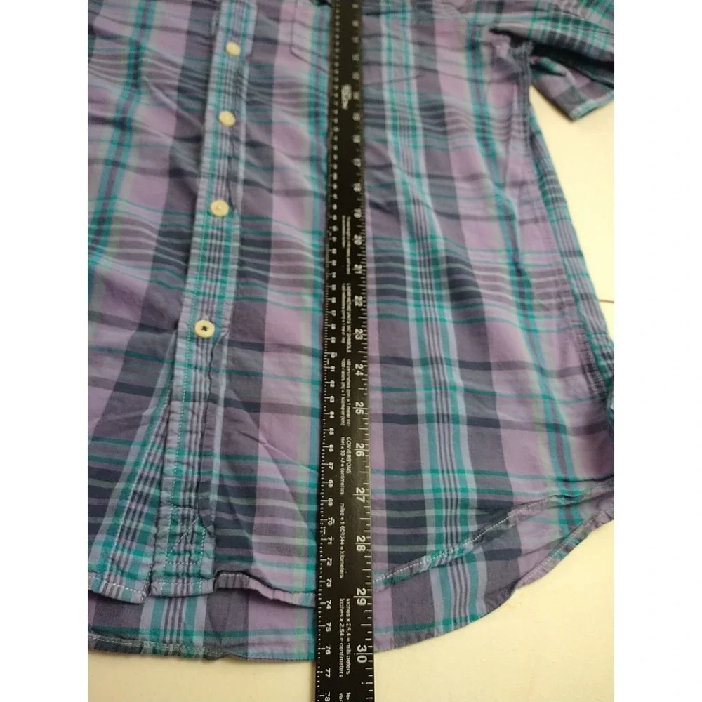 American Eagle Outfitters‎ Button Down Shirt Mens M Purple Plaid Athletic Fit...